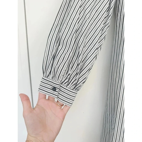 Calvin Klein Striped Shirt Dress 100% Cotton White and Gray Size 14 - Picture 9 of 12